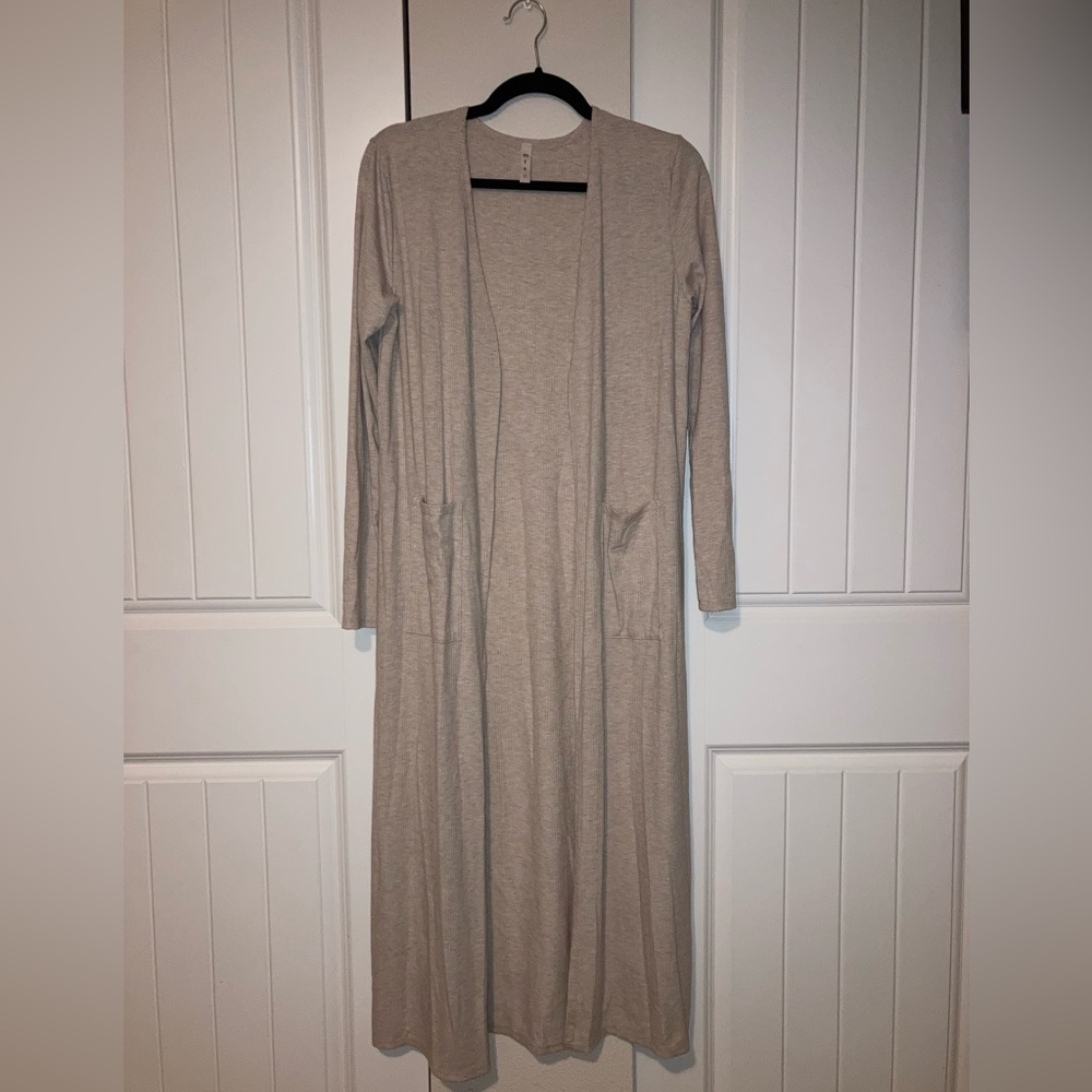 Taking A Stand Ribbed Knit Duster Cardigan (Oatmeal)